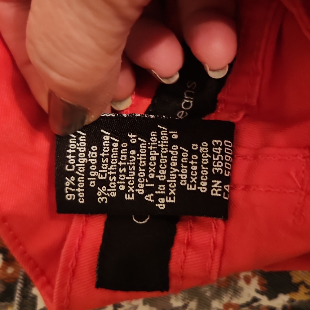 Calvin Klein Skinny Crop Orange/Red Color Jeans, Size 12 - Picture 6 of 8